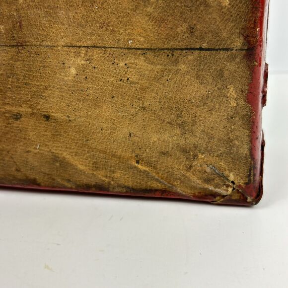 Antique 19th Century Handmade Leather Red Chinese Box Lacquered gold gilt symbol - Picture 14 of 16